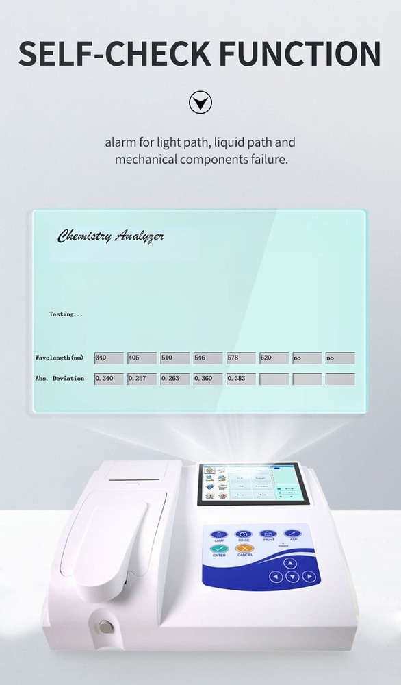 Touch Screen Semi-auto Biochemistry Analyzer analyzing blood fluid Printer
