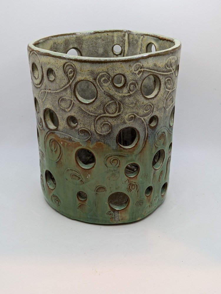 Luminary Tea Light Studio Pottery Signed Lantern