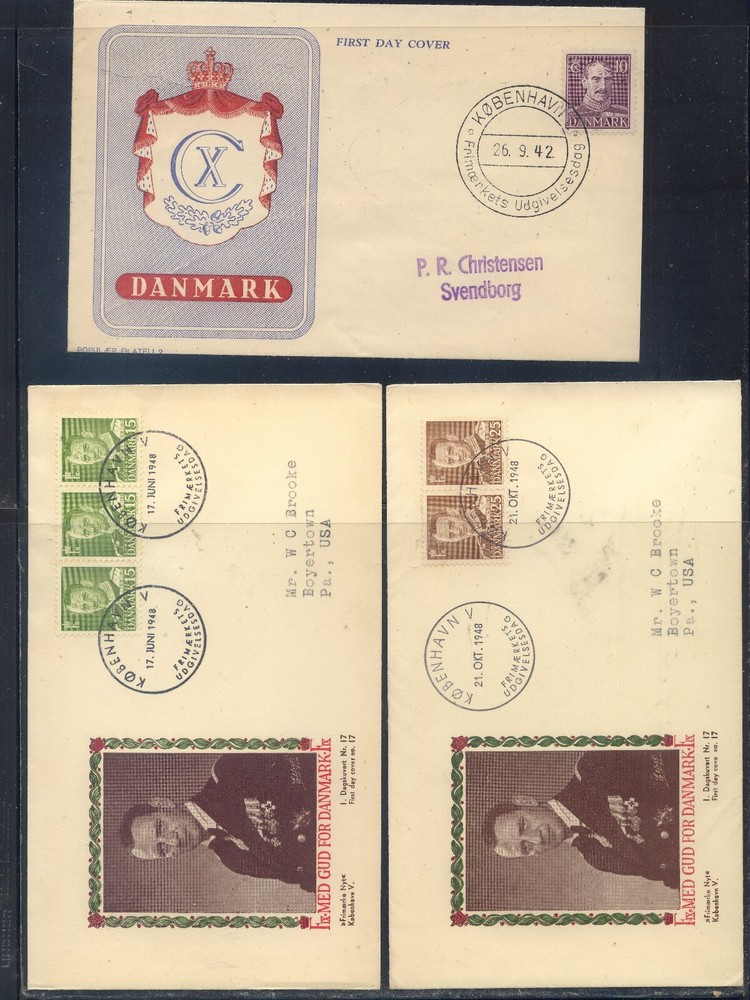 Denmark  3 cachet  first day  covers