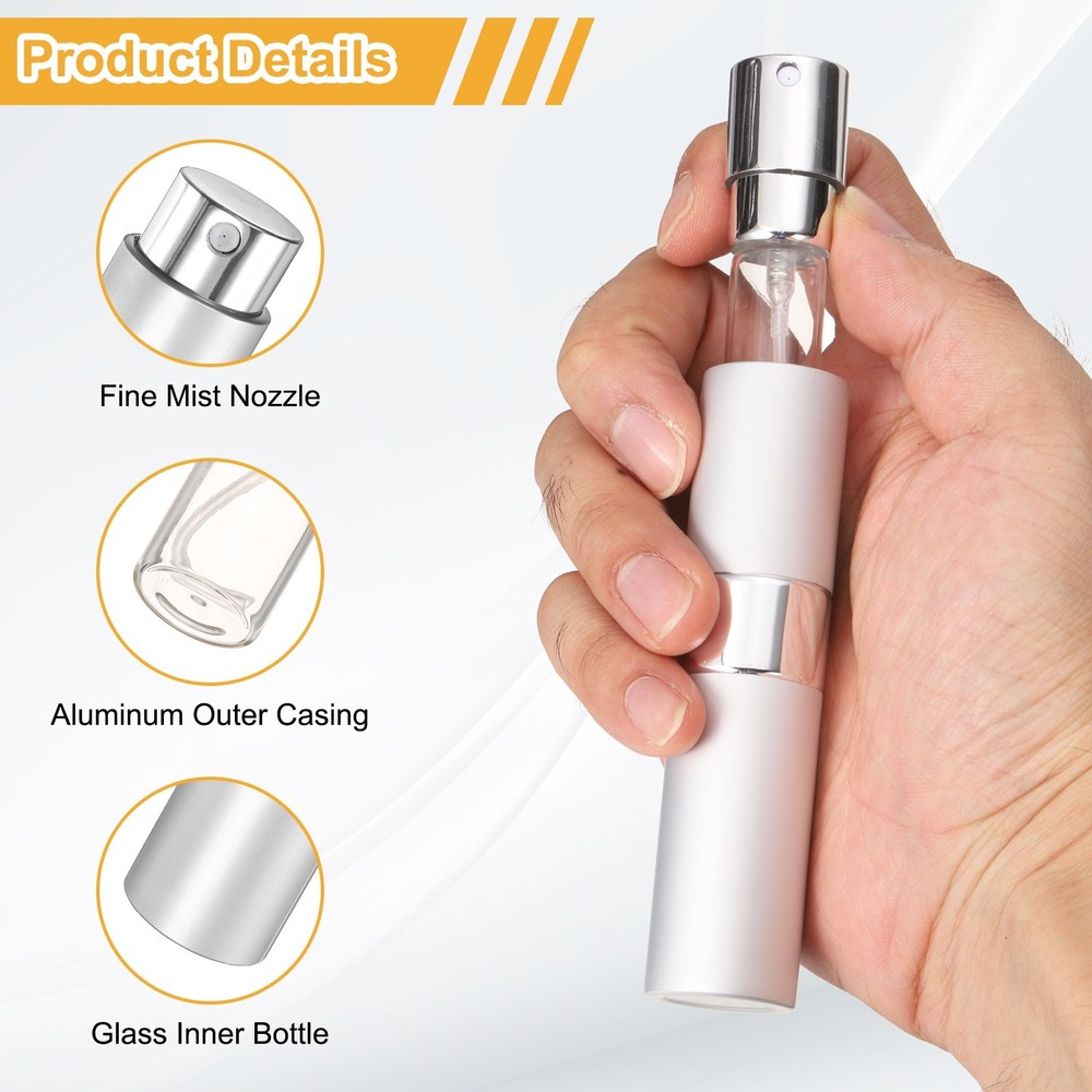 2Pcs Perfume Spray Bottle, 8ml/0.27oz Travel Atomizer Fine Mist, Silver