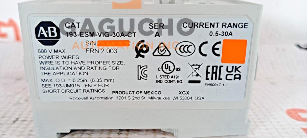 SURPLUS ALLEN BRADLEY 193-ESM-VIG-30A-CT SER A CURRENT SENSING MODULE 0.5-30A