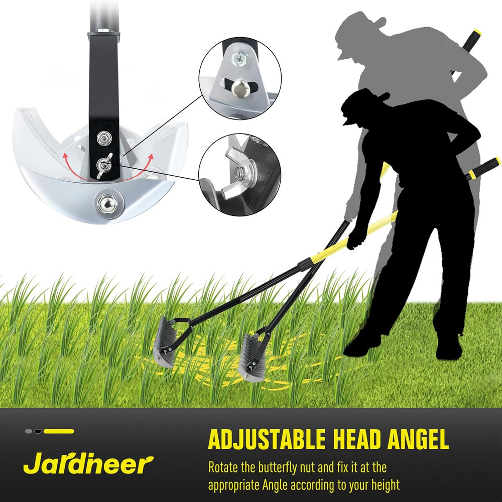 Thatch Rake for Lawns, 61.4" Long Handle Manual Dethatcher with Adjustable Head,
