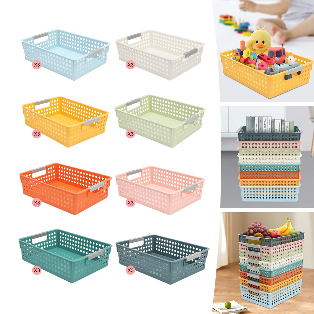 24 Pack Colorful Mesh Classroom Baskets, Stackable Storage Bin, Book Basket