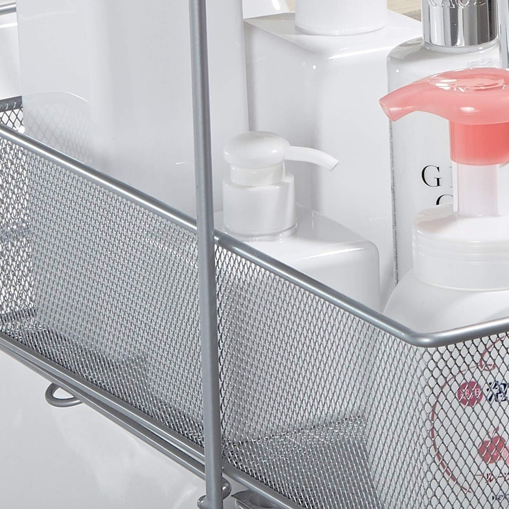 2 Tier Sliding Basket Stackable Cabinet Pull-Out Drawer Mesh Organizer for Ki...