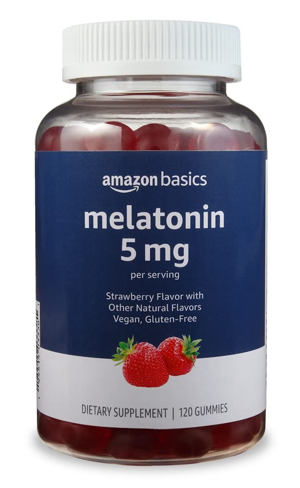 Amazon Basics Melatonin, Sleep Support Gummies, 120 count (Pack of 1)