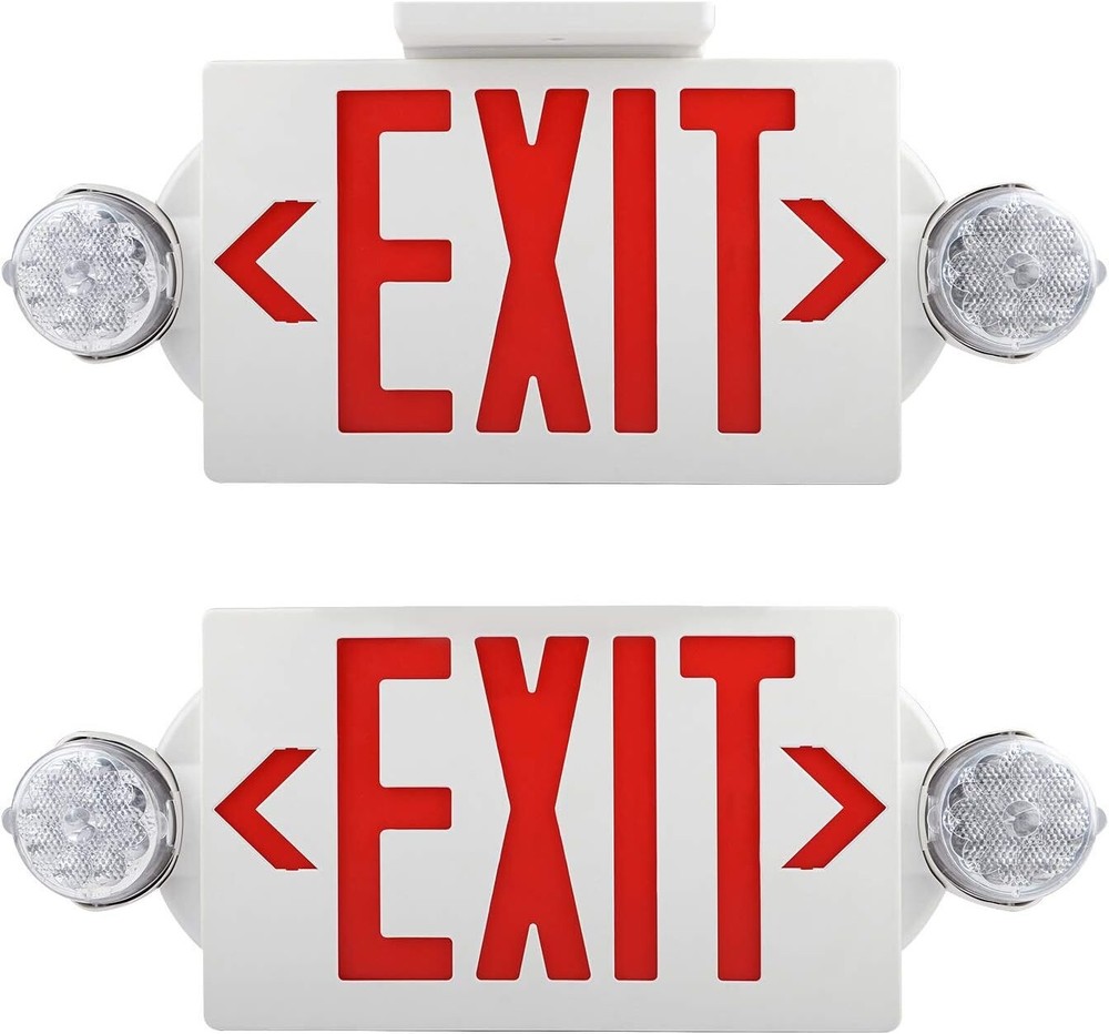 2 Pack LED EXIT Sign Light Combo with Back-up Battery for Commercial UL Listed