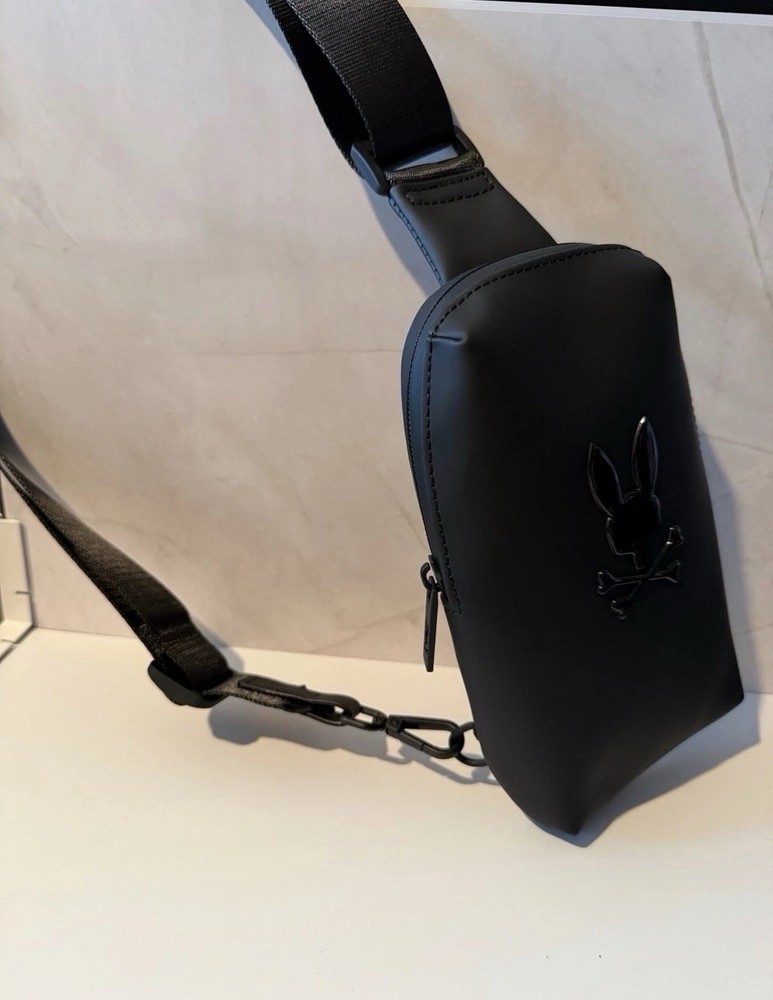 Psycho Bunny -Unisex Rubberized Crossbody BLACK