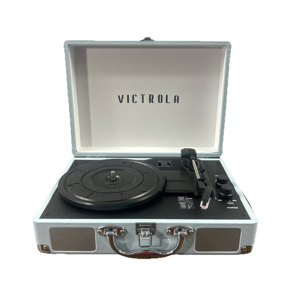 Victrola Journey+ Bluetooth Record Player Suitcase Blue Open Box Tested Working