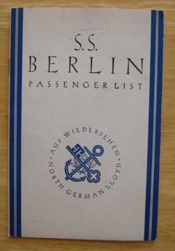 BERLIN (North German Lloyd) 1936 Cabin Class Passenger List