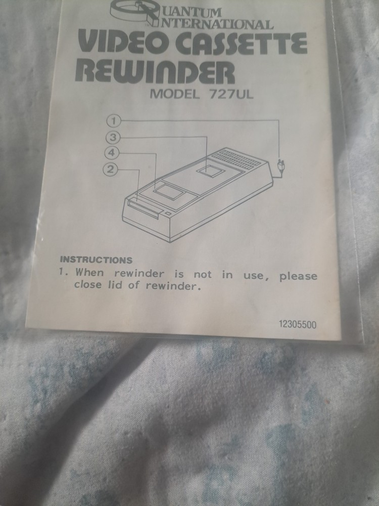 Quantum International Video Cassette Rewinder V-999UL Replacement Instructions
