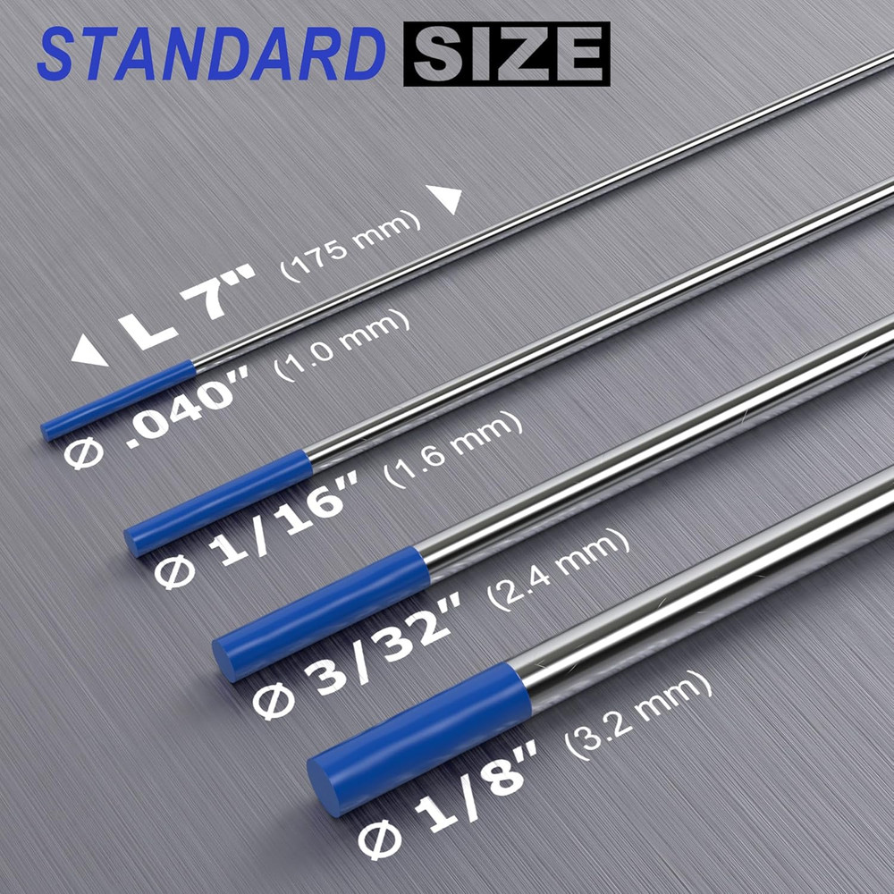 TIG Welding Tungsten Electrode 10 Pack 3/32" × 7" (Blue - 2% Lanthanated, Wl20/E