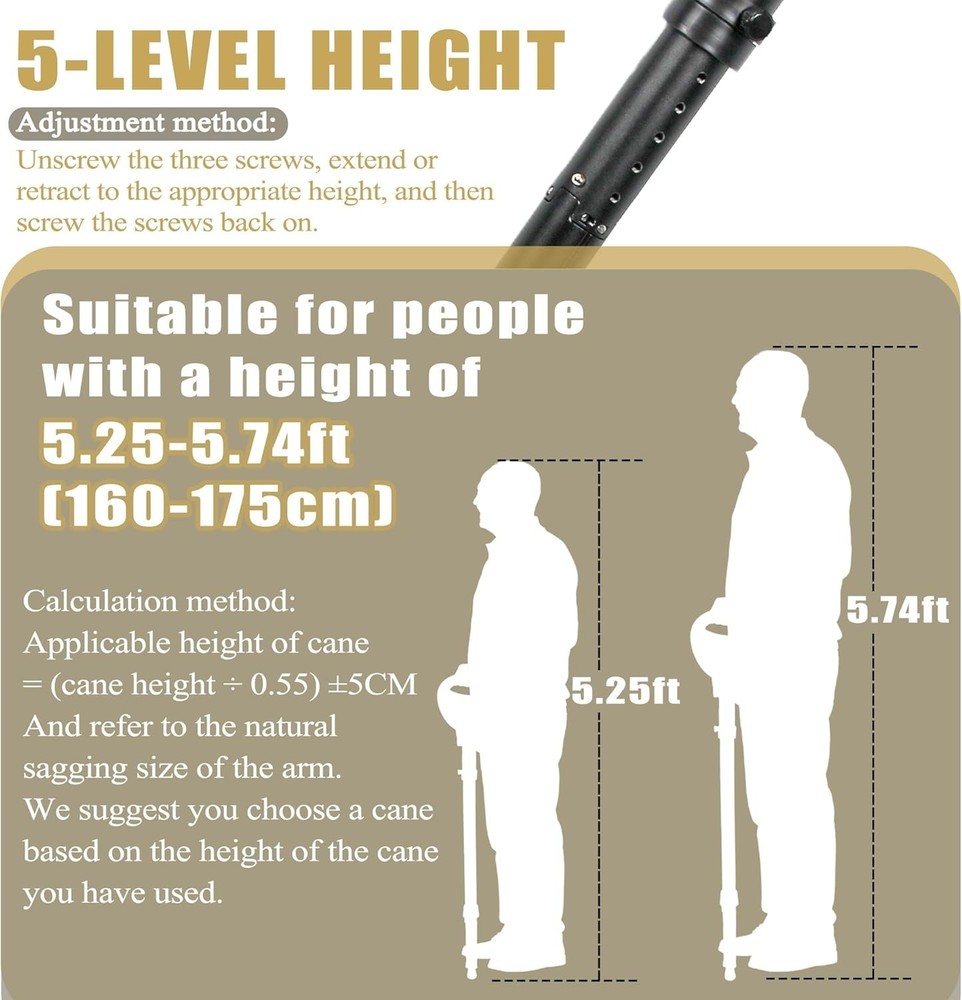Comfortable Folding Cane with Chair - Adjustable Height & 440lbs Load Capacity