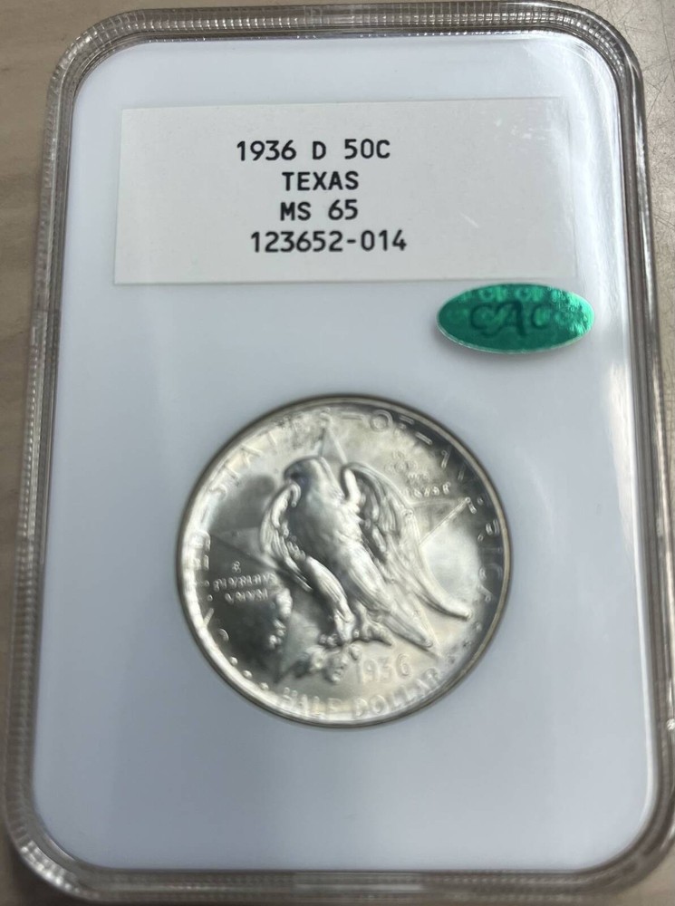 1936 D  Half Dollar Texas Independence Centennial NGC MS-65 CAC WHITE LABEL