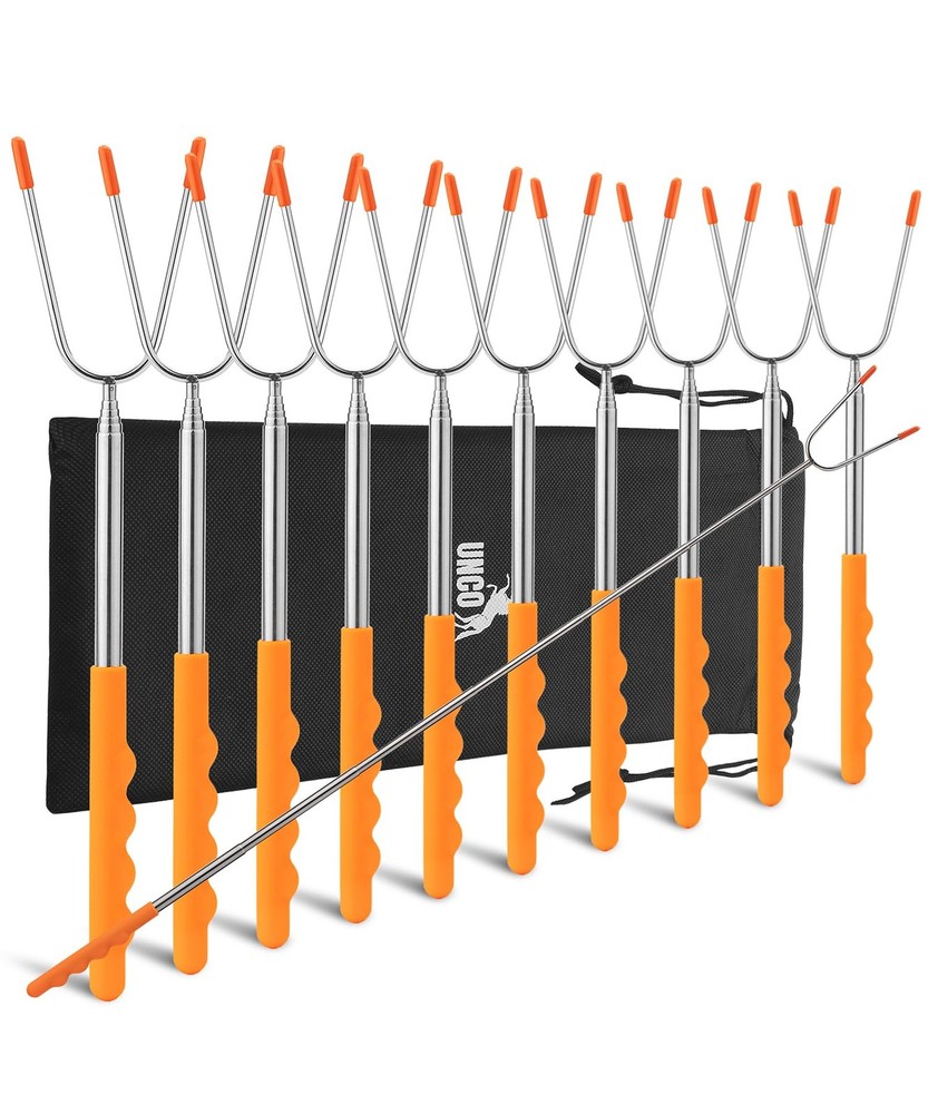 UNCO Marshmallow Roasting Sticks - 10 Pack, 45" Medium, Orange + Silver