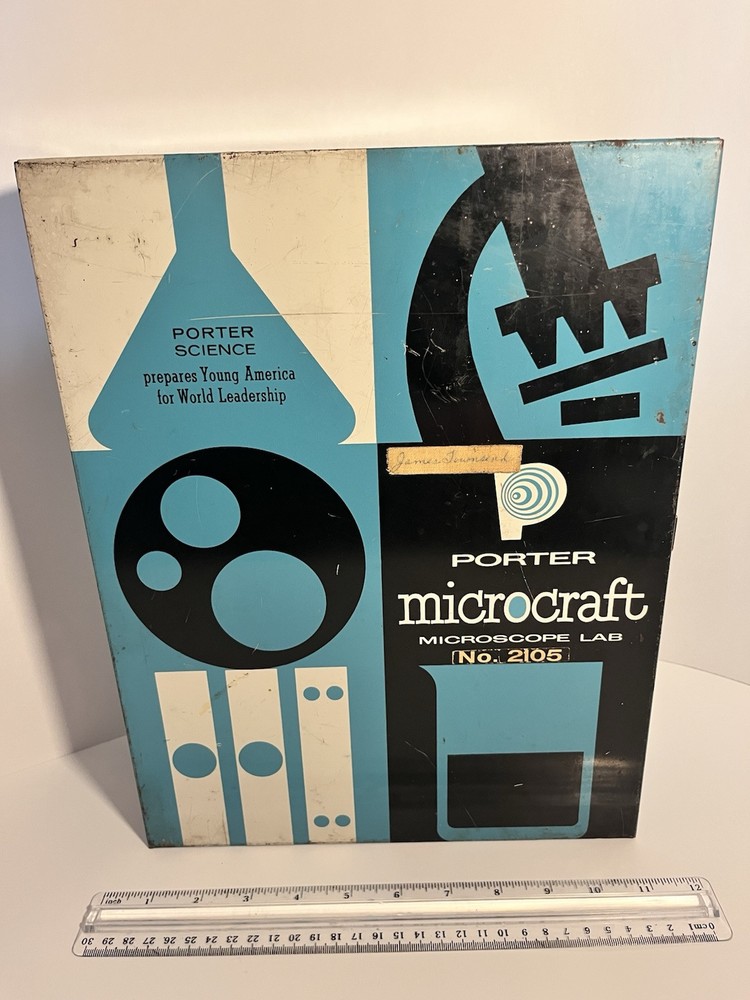 Vintage Porter Microcraft Microscope Lab Kit #2105 Electric Light Working