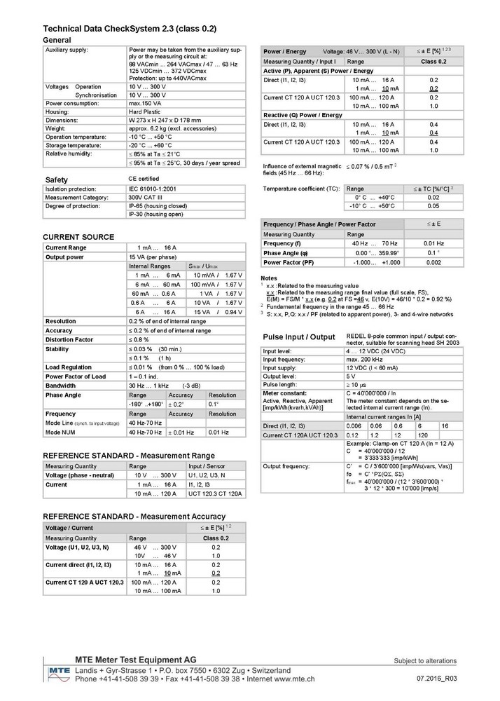 MTE CheckSystem 2.3 - Three Phase Test System with Reference 16 A