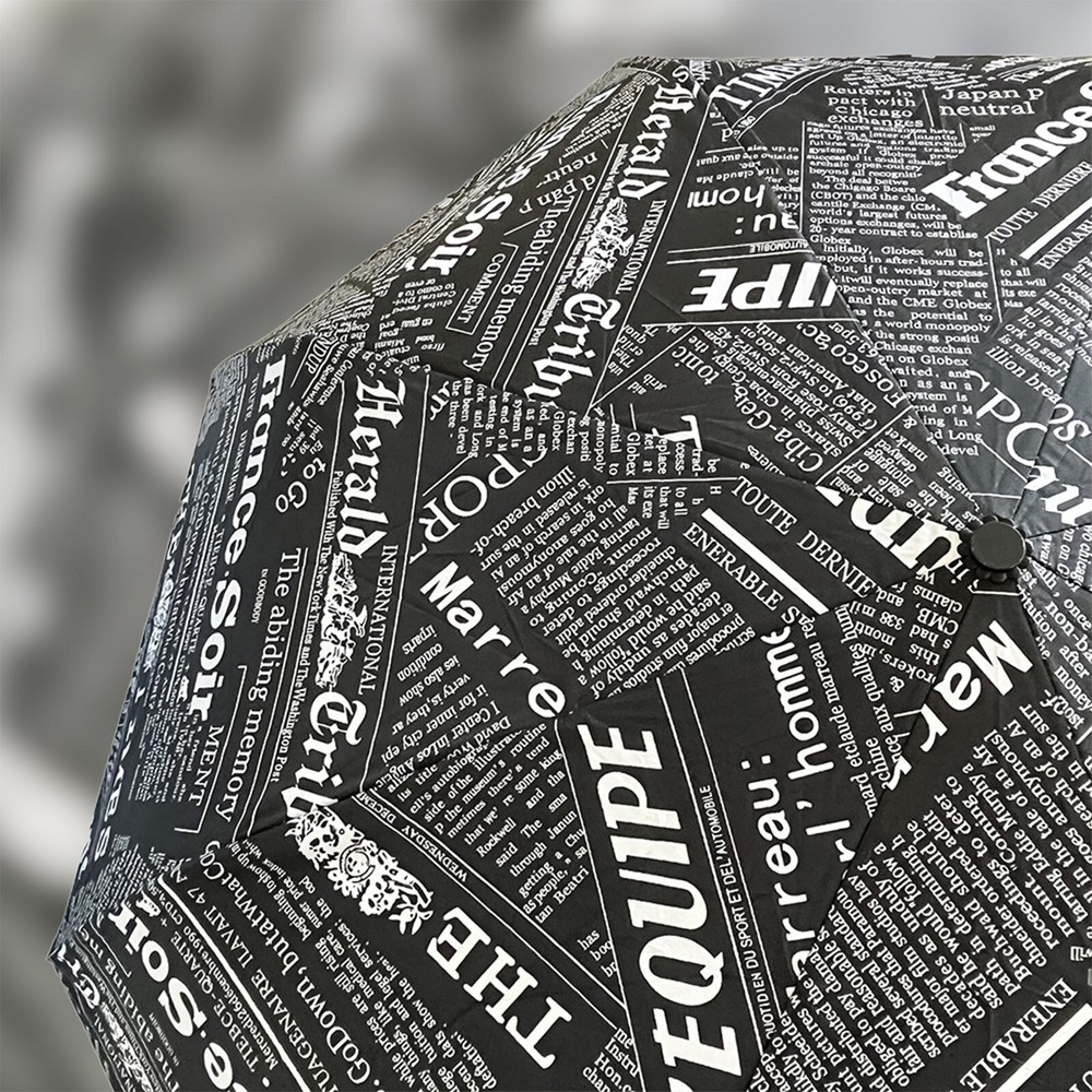 ENAPY Automatic Folding Rain Umbrella with UV Protection - Black Newspaper