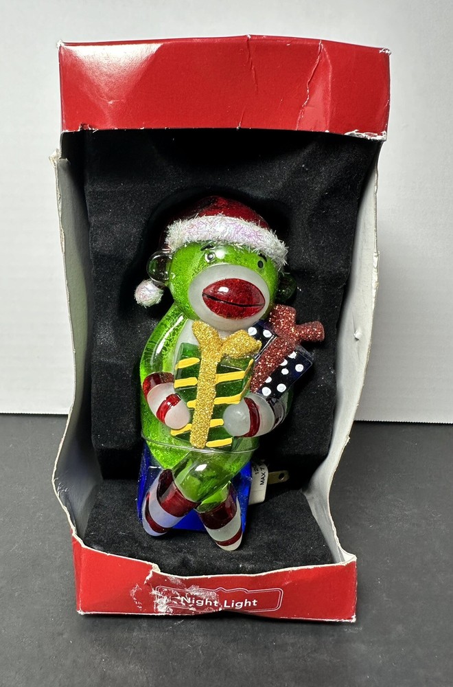Sock Monkey Christmas Plug In Night Light free ship New