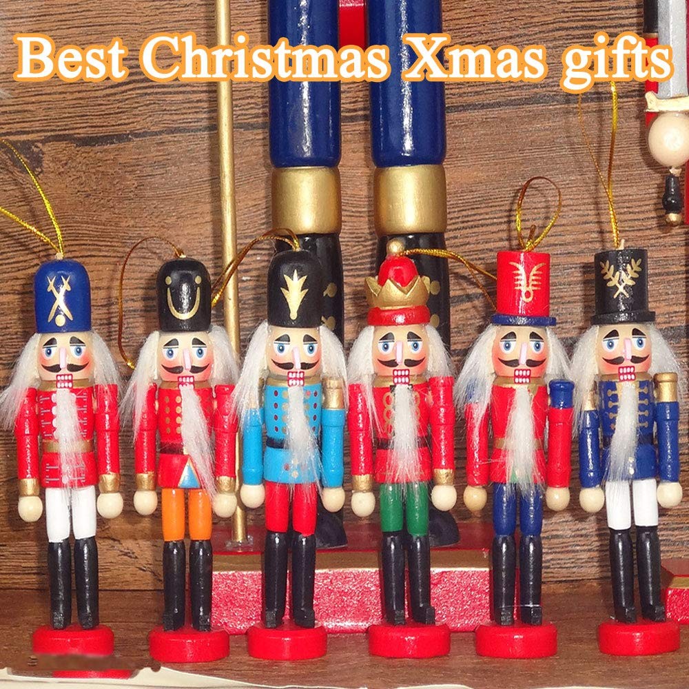 6pcs Wooden Nutcracker Christmas Ornaments Set