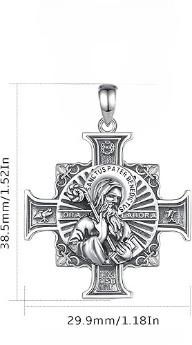925 Sterling Silver Two-Sided Saint Benedict Necklace