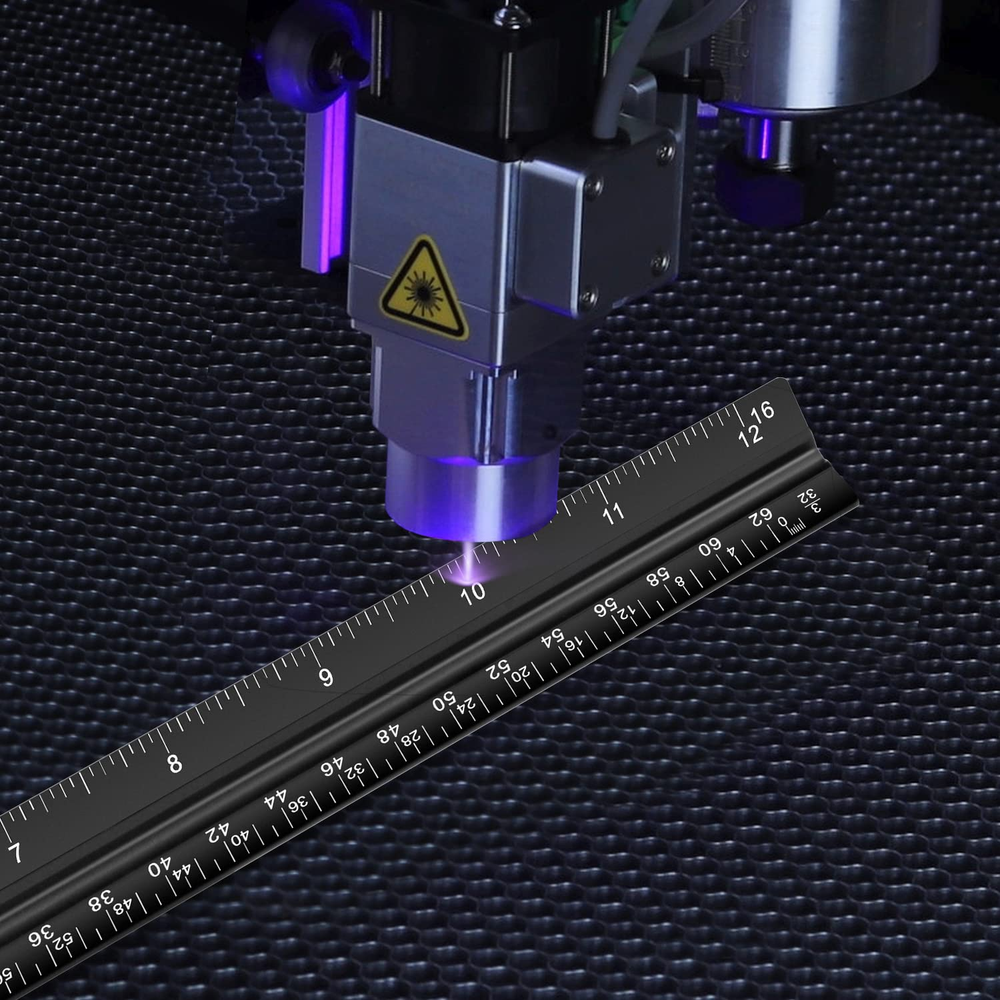 Engineers Architectural Scale Triangular Ruler with Standard Metal Ruler 2 Pack