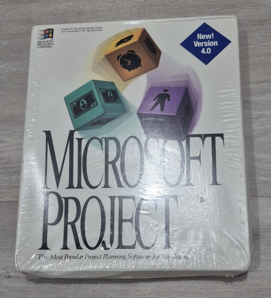 Microsoft Project Version 4.0 – Sealed Vintage Software (Windows 3.x, 1994) NEW