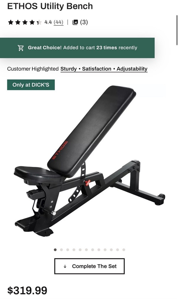 Ethos Adjustable Utility Bench for Workouts