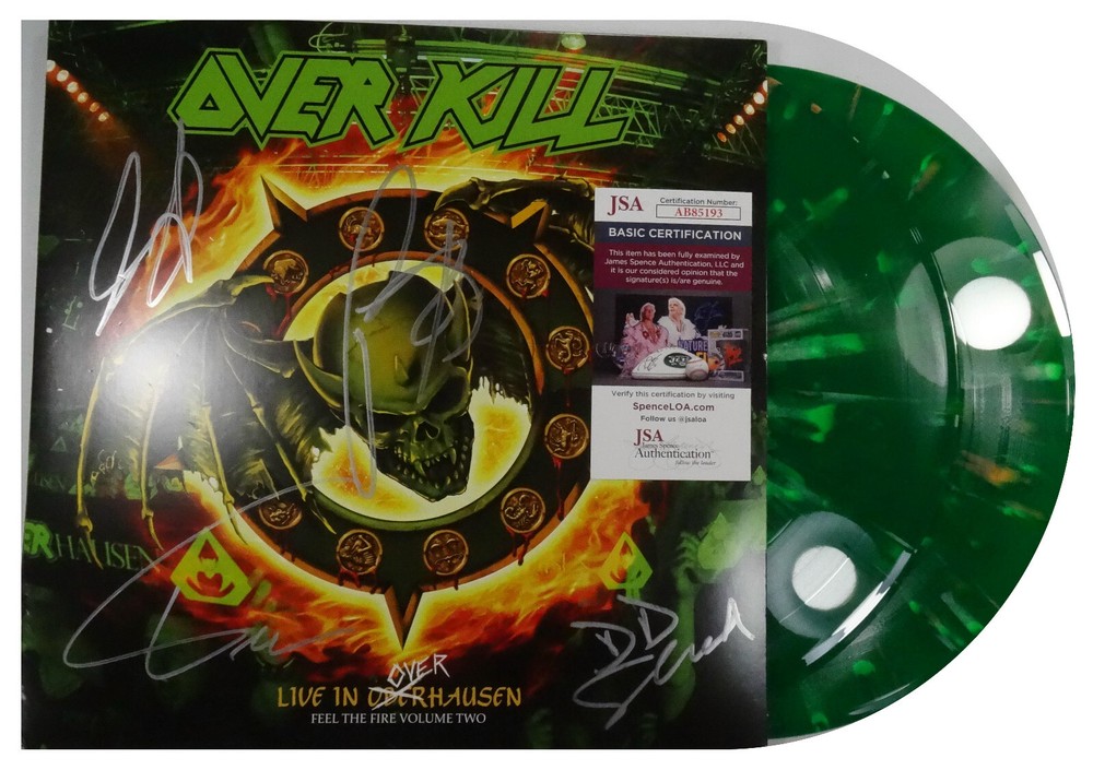 SIGNED OVER KILL DOUBLE COLERED 12" GREEN LP CERTIFIED AUTHENTIC JSA # AB85193