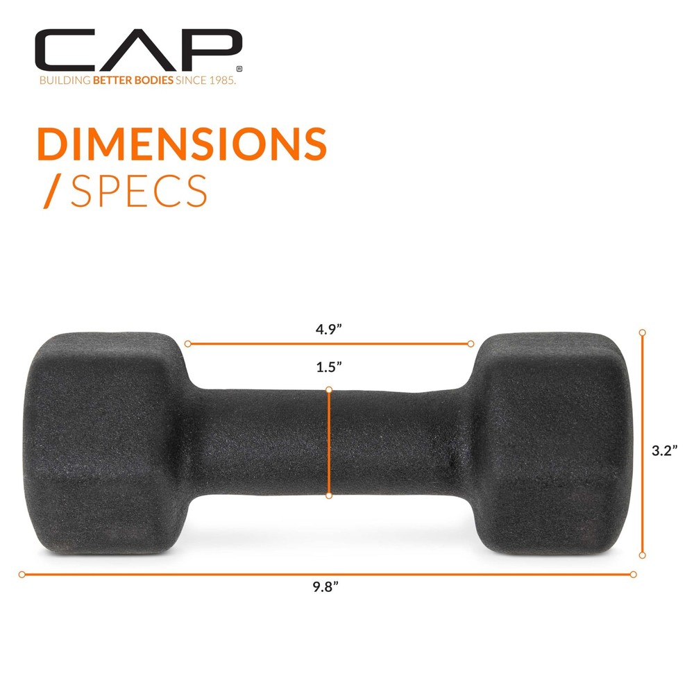 CAP Barbell 10 LB Neoprene Dumbbell Hand Weights Pair | Black