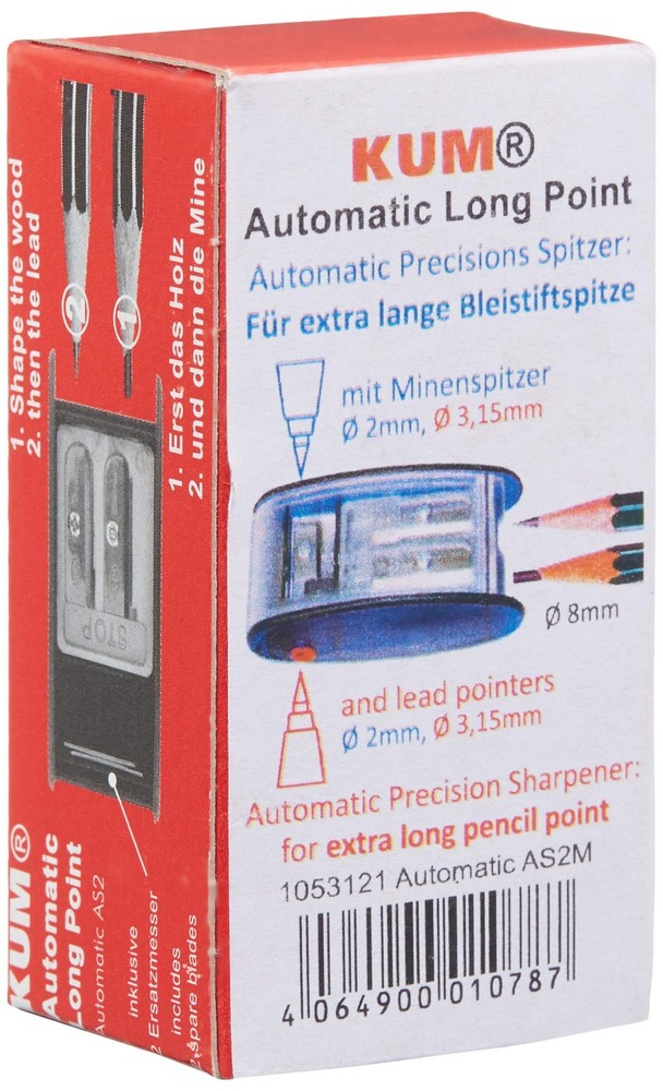 AS2M (1053121), Long Point Sharpener, sharpens in 2 steps; 2 1-Pack, Silver