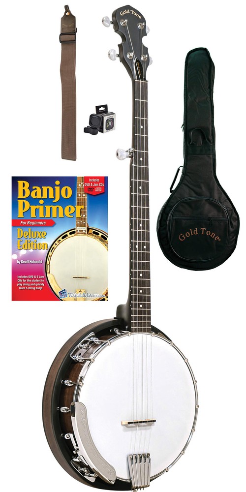 GOLD TONE 5-STRING BLUEGRASS BANJO PACKAGE w/ GIG BAG, STARTER PACK