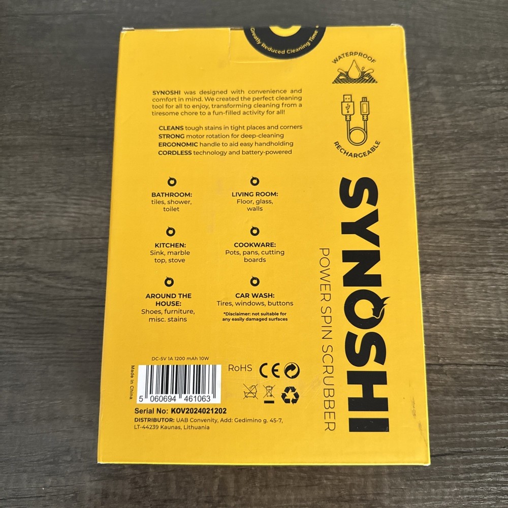 Synoshi Electric Spin Scrubber, Power Cleaning Brush with 3 Replaceable Cleaning