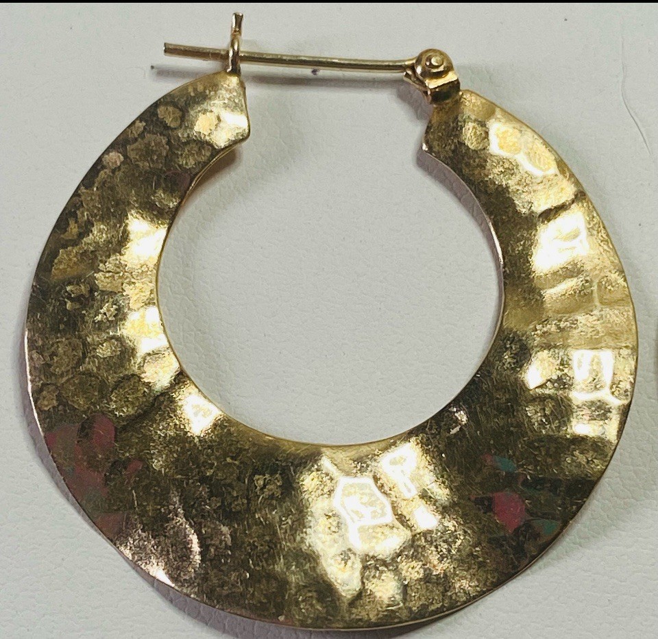Vintage 14K Yellow Solid Gold Hoop Earring Pair