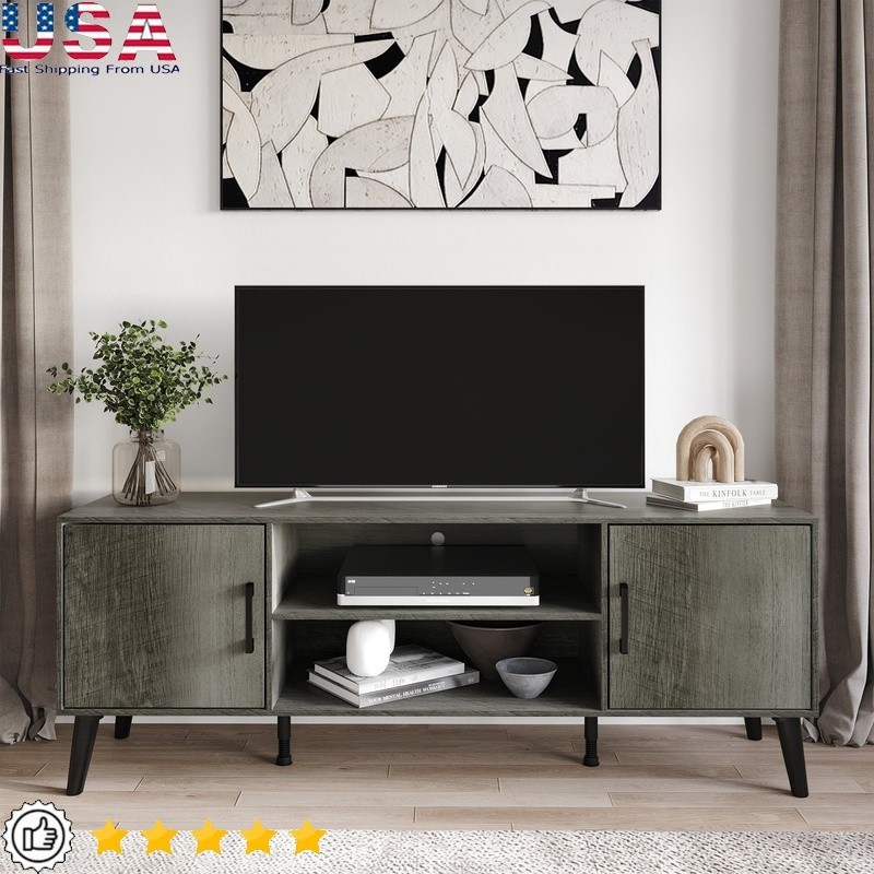 Classic 60 Inch TV Stand Solid Wood Storage Cabinet Freestanding Console New