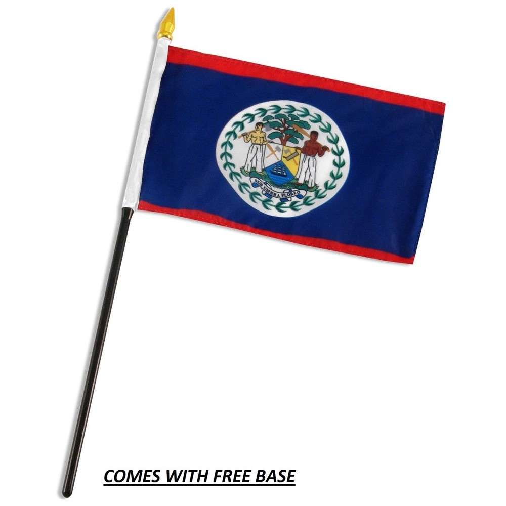 BELIZE  FLAG DESK SET WITH BASE 4x6 INCHES - TABLE STICK FLAG
