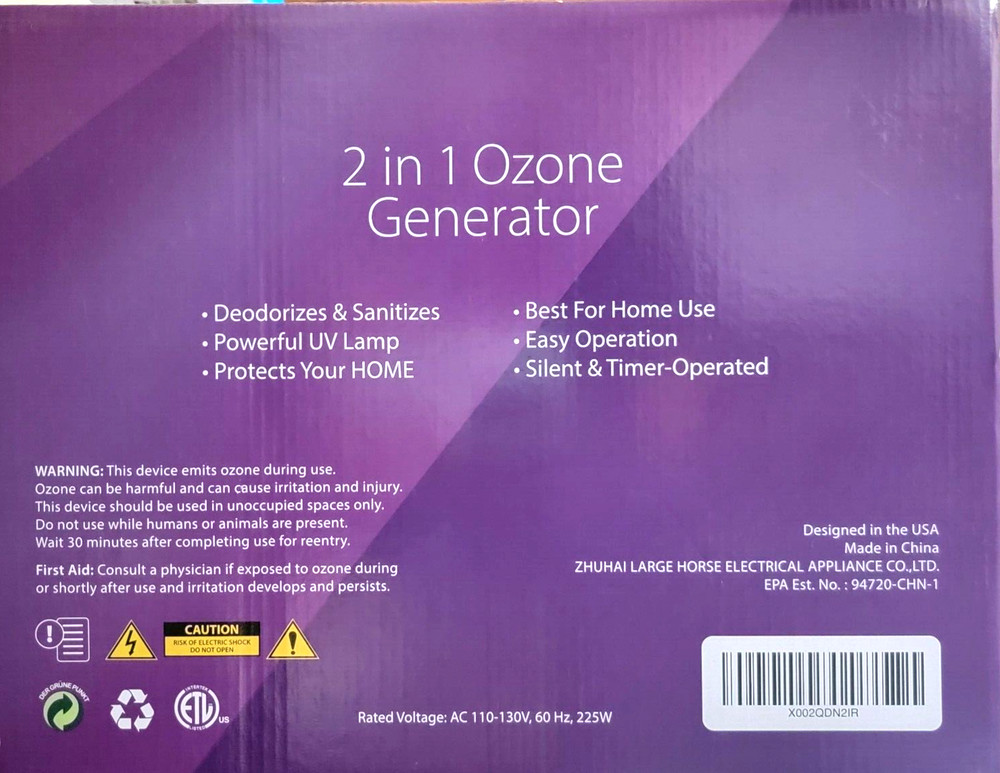 HOME SANITIZER SOLUTIONS OZONE GENTERATOR OG-25-BLUE