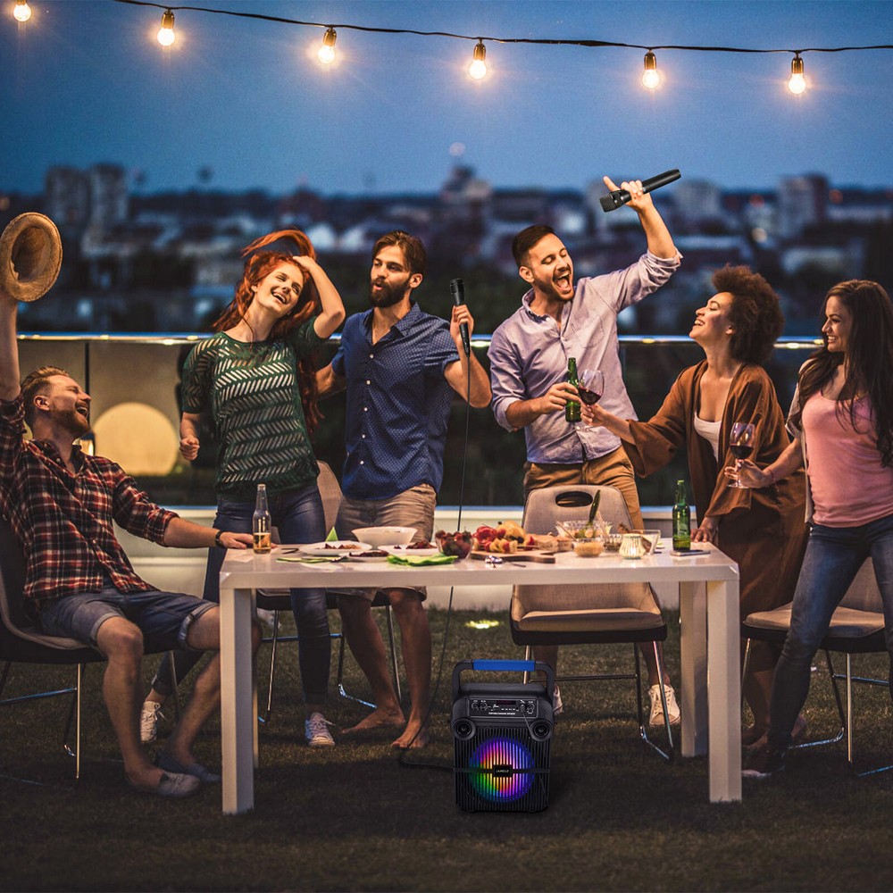 JAMELO Portable Bluetooth Speaker with Wireless Microphone Karaoke System