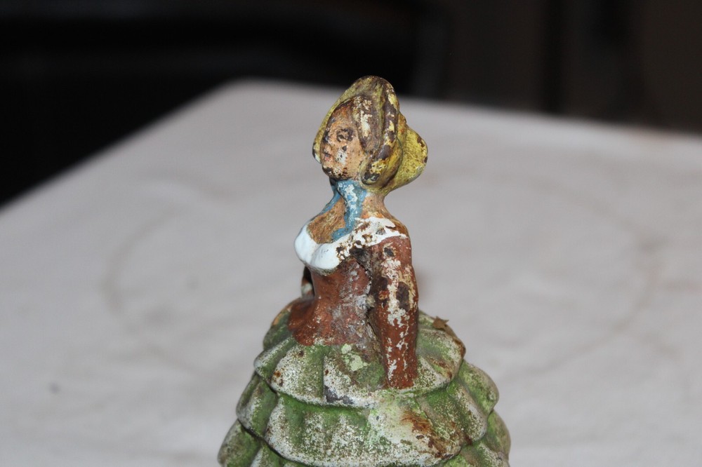 Vintage Cast Iron Painted Victorian Lady Doorstop
