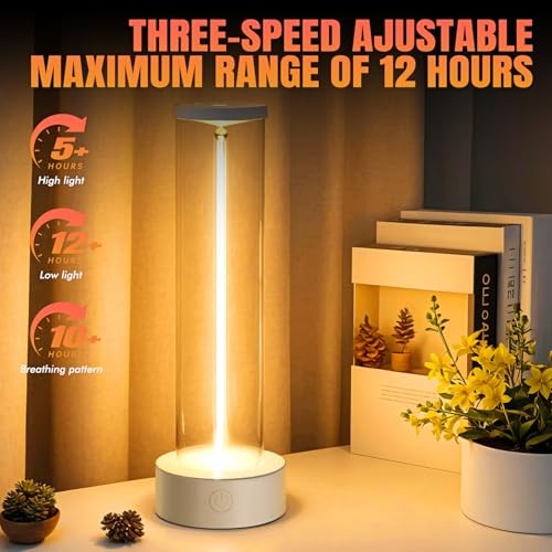 Rechargeable Table Lamp with Touch Dimming - 3 Mode Night Light for Bedside,