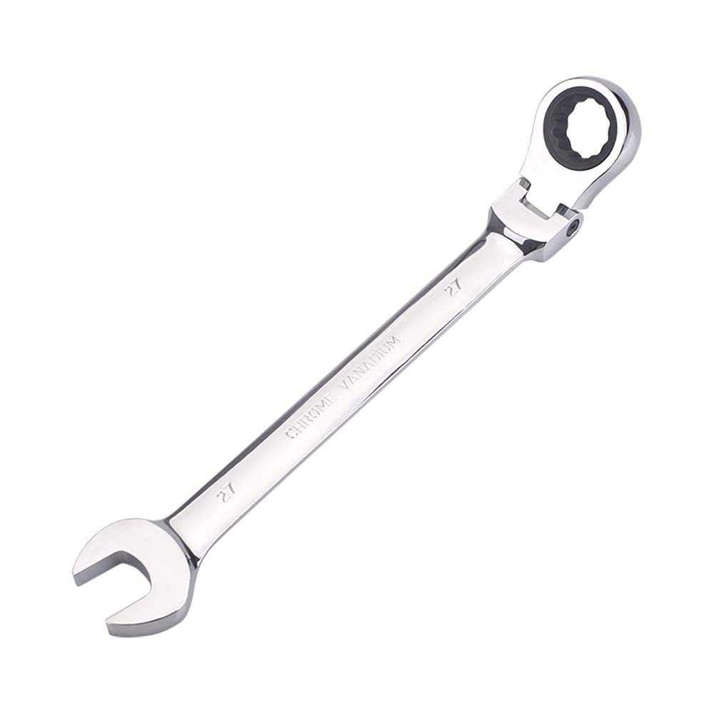 27mm Metric Flex-Head Gear Wrench 72-Tooth Ratcheting Combination Spanner
