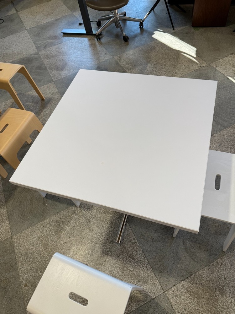 30" Square Cafeteria / Kitchen Table in White Laminate Finish
