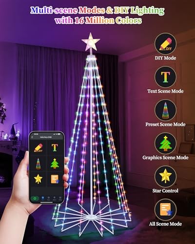 Brightever Smart Christmas Cone Tree, 7FT 295 LED Outdoor - Scratch & Dent