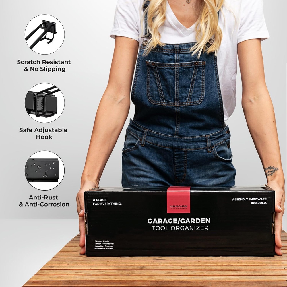 Garage Wall Organizer | 64" Heavy-Duty Tool Storage Rack | Adjustable Double-Lay