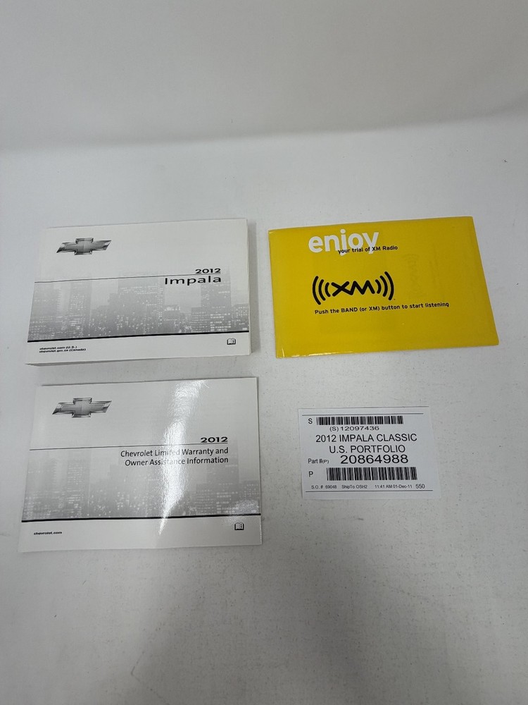2012 Chevrolet Impala Owners Manual OEM Set
