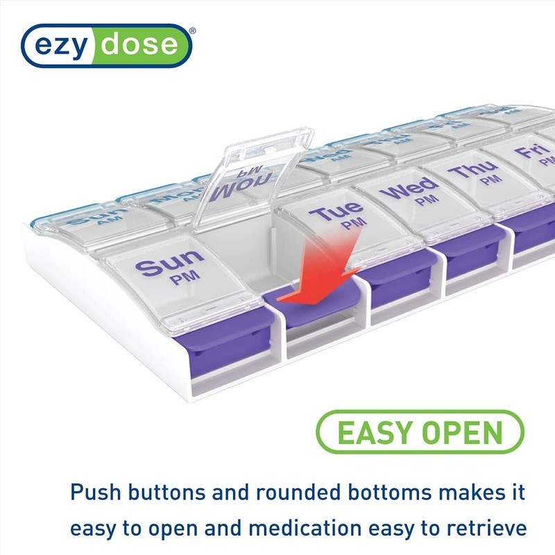 Award Winning Easy Open Pill Organizer Large Compartment Arthritis Friendly New