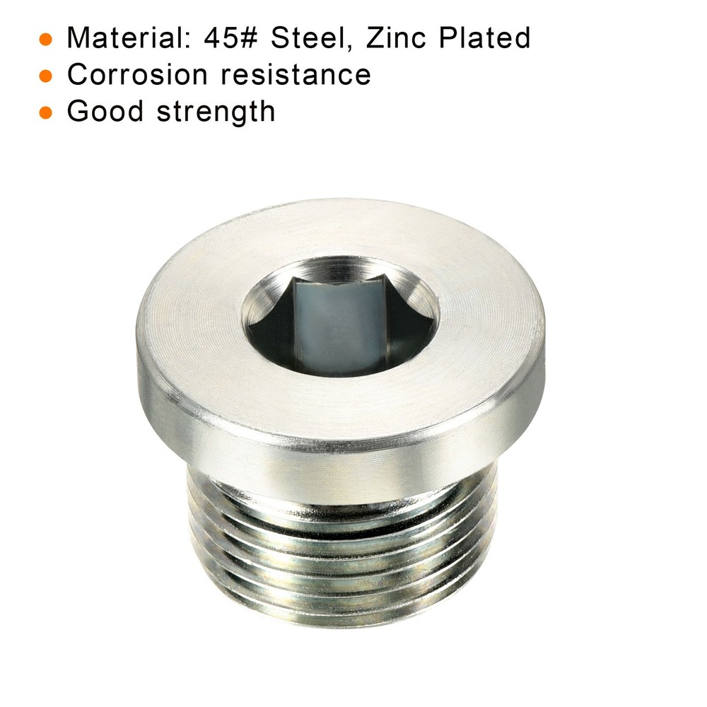 M20*1.5 Hex Head Pipe Fitting Plug, Male Thread 45# Steel Plug