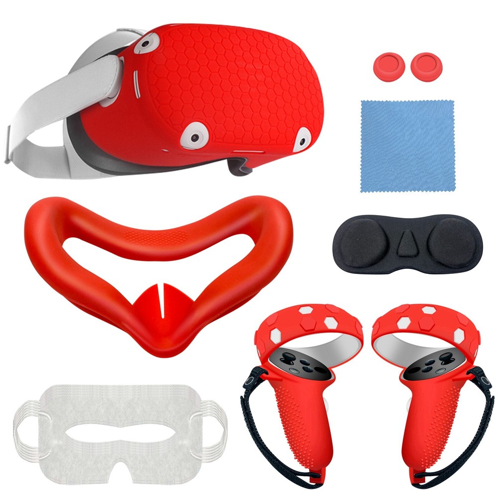 10PCS Silicone Accessories Set for Oculus Quest 2 VR Face Controller Grip Covers