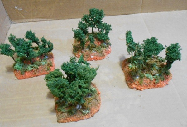 4 Forest Terrain Modules for Wargames, HO Scale Model Train Layout, Scenery