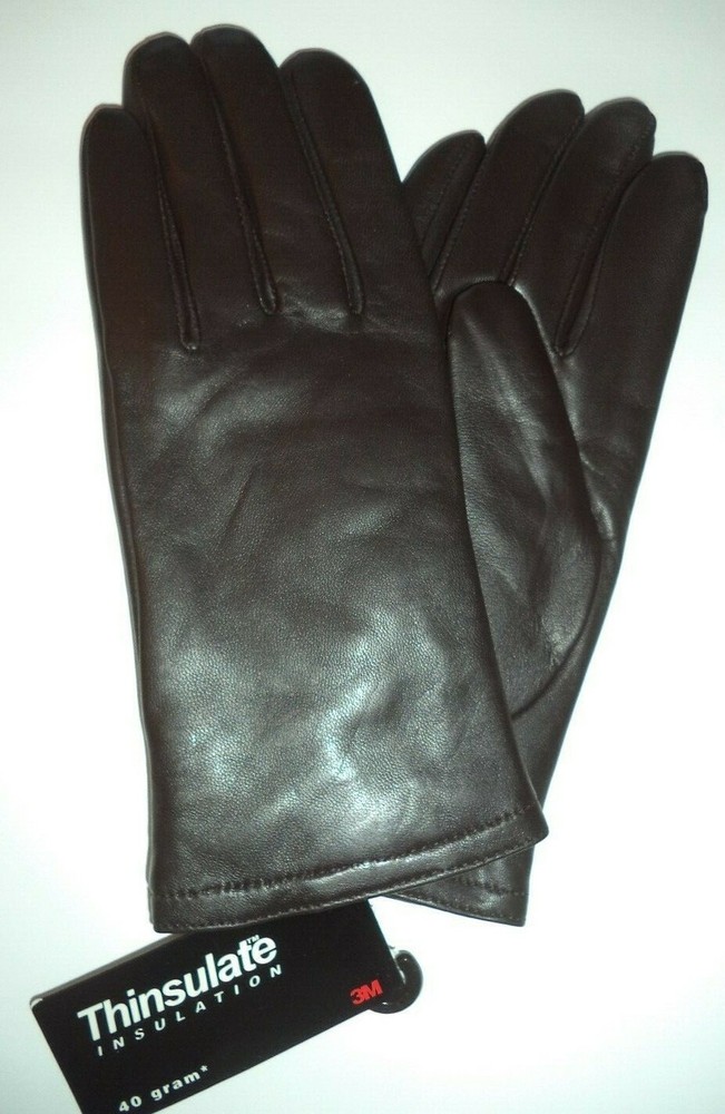 Ladies Leather Thinsulate Gloves*,Brown , Large