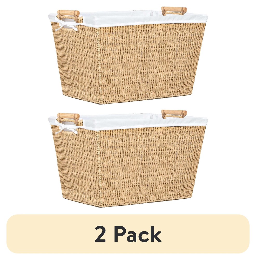 Resin Poly Rattan Laundry Basket with Liner